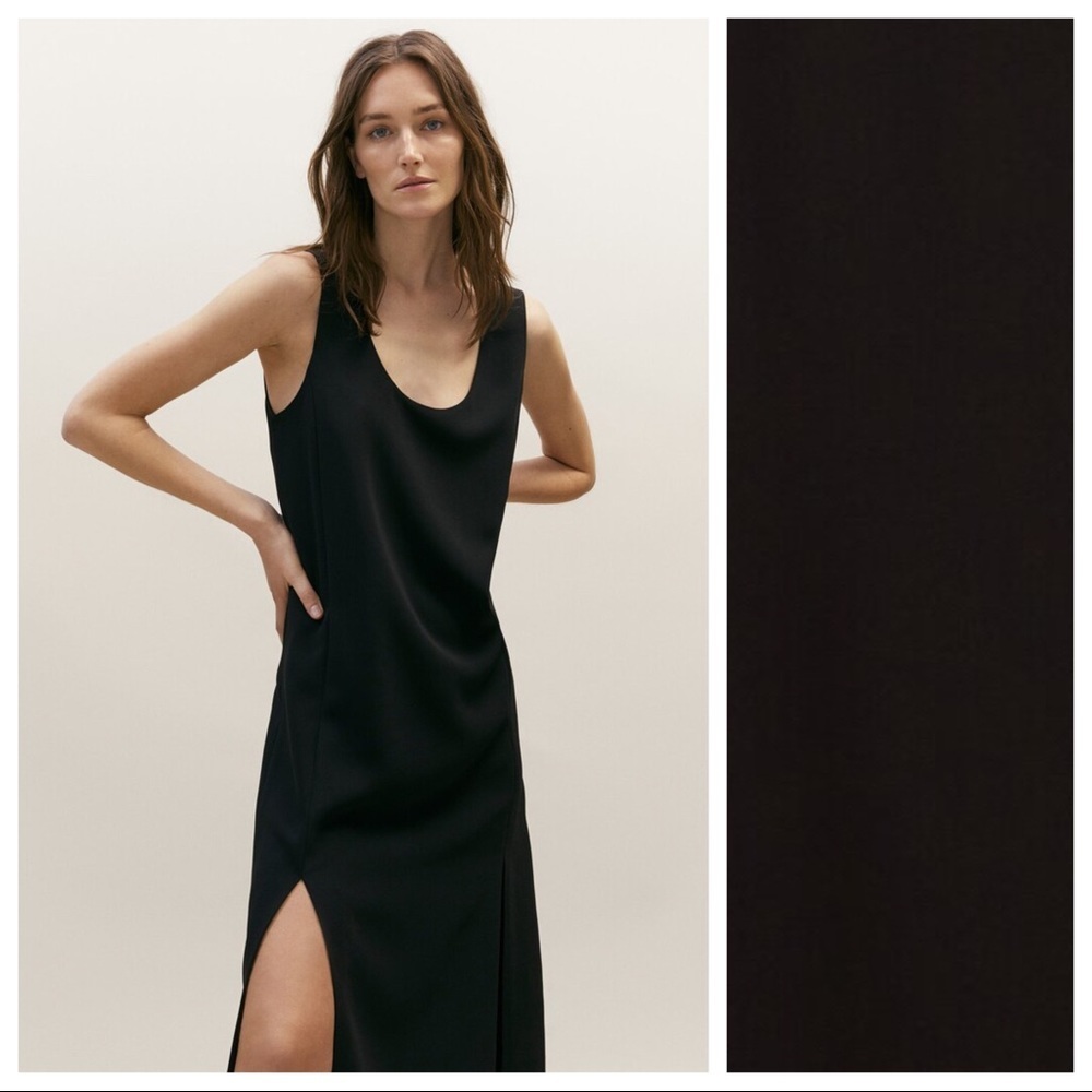 NWT. Massimo Dutti Black Midi Straight Dress. Size 2.